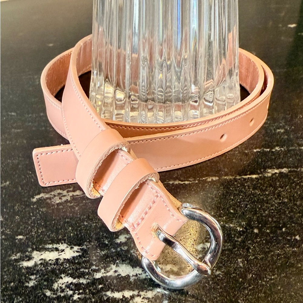 Banana Republic Pink Leather Belt with Silver Buckle